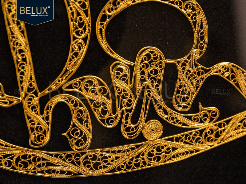 Tranh chữ Thuận 40x30cm đậu bạc mạ vàng 24k